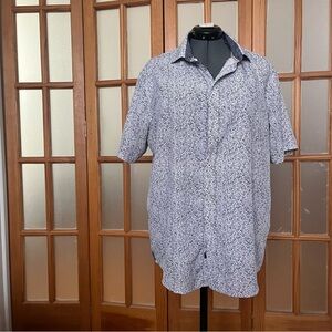 International Report Blue and White Floral Button Down Shirt
